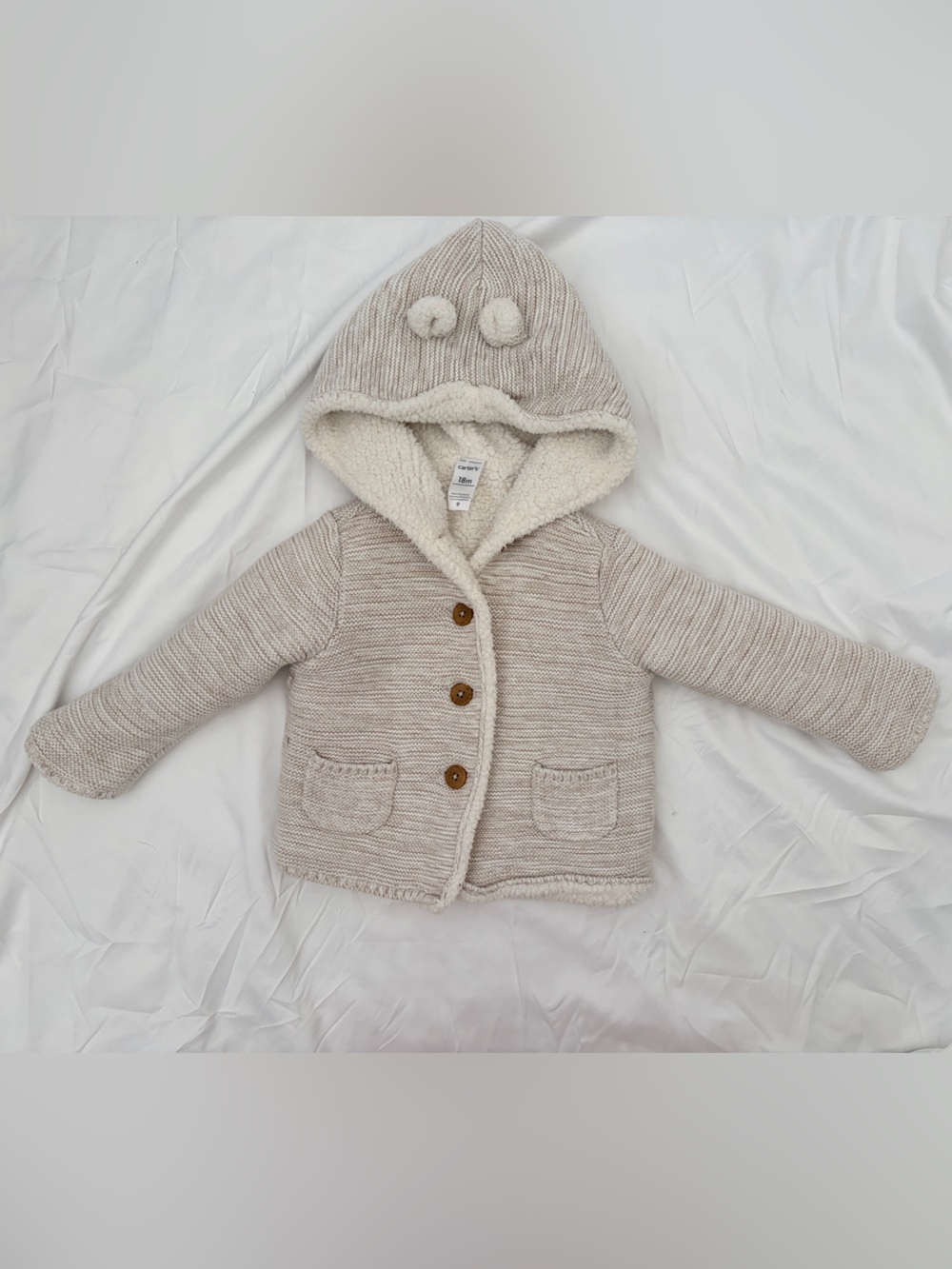 Carter's Cream Sherpa-Lined Knit Sweater